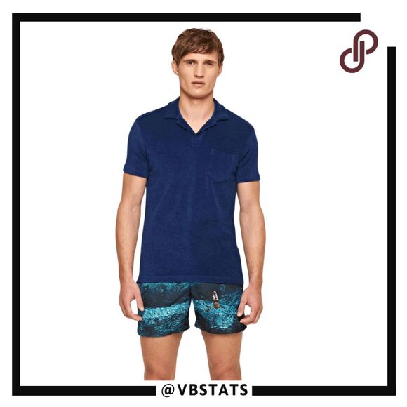 Orlebar Brown Mens Washed Tailor Fit Towelling Resort Polo Shirt Blue Size Large - Picture 1 of 10